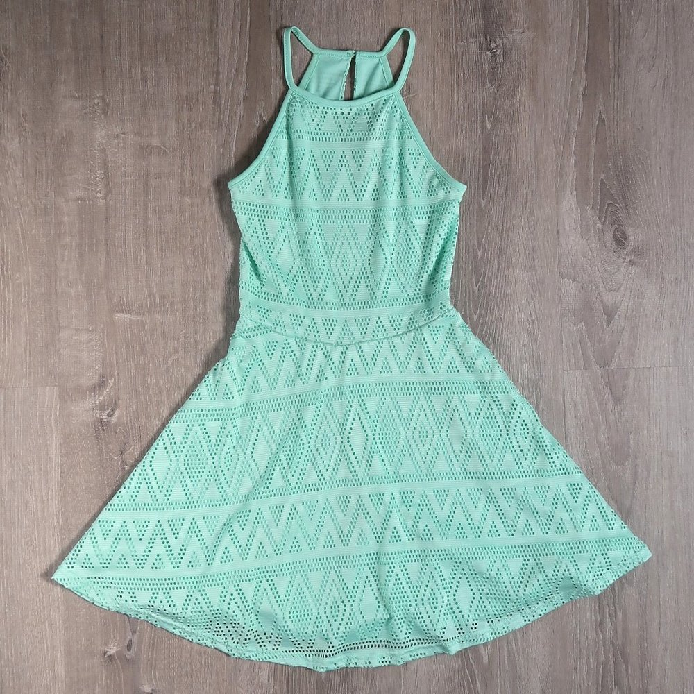 Derek Heart mint green high neck skater dress SM